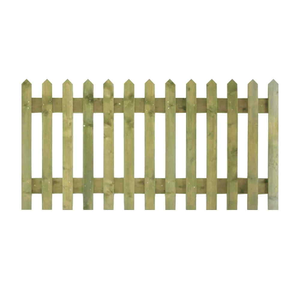 6FT x 4FT Point Top Picket Fence Panel - Pressure Treated Green/Natural