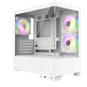 CiT Charger ARGB Micro ATX Case Gaming Case - 3 ARGB Fans - White