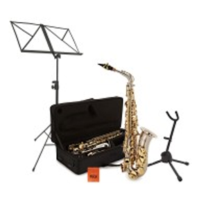 Alto Saxophone Beginner Pack by Gear4music, Nickel & Gold
