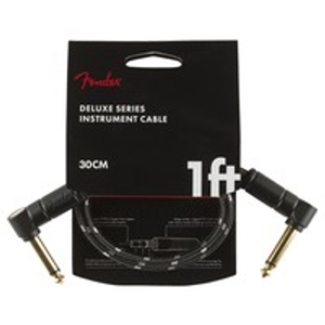 Fender Deluxe 30cm/1ft Angle Instrument Cable, Black Tweed