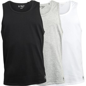 Original Penguin Mens Three Pack Vests Black/White/Grey