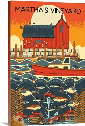 Martha's Vineyard, Massachusetts - Nautical Geometric