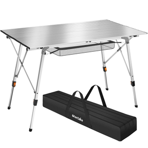 Bastian Aluminum Folding Table, Height-Adjustable