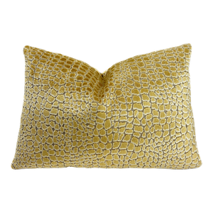 Gold & Cream Velvet Throw Pillow Cover With Feather Down Insert