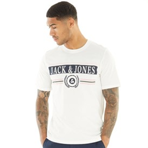 JACK & JONES Mens Flowers T-Shirt Cloud Dancer