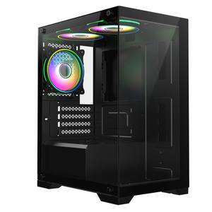 CiT Range MATX Case Black with 6 Port Hub PWM & 3xARGB  Fans
