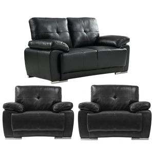 Sienna Black Leather Contemporary 2+1+1 Seater Sofa Set -
