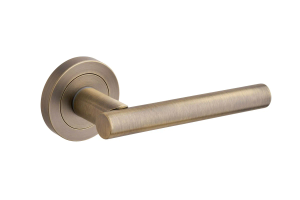 T-Bar Lever on Rose Door Handle - Antique Brass - Pair - Designer Levers