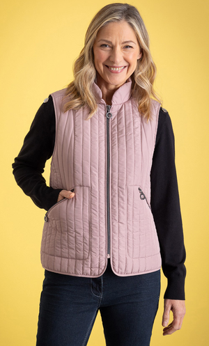 Anna Rose Quilted Gilet - Dusky Pink