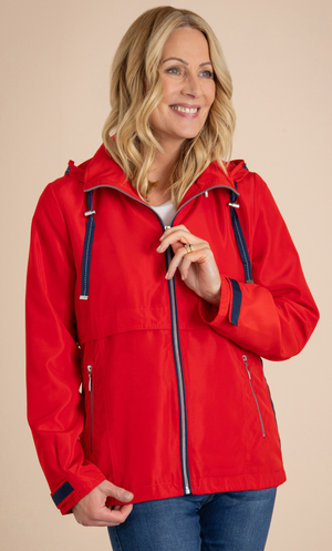 Anna Rose Lightweight Hooded Jacket - Red