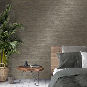 Crown Fusion Plain Weave Charcoal Metallic Wallpaper - M1770