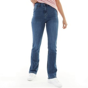 Onfire Womens Stretch Bootcut Jeans Mid Wash