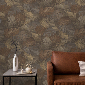 Grandeco Attitude Organic Leaves Chocolate Wallpaper - A66503