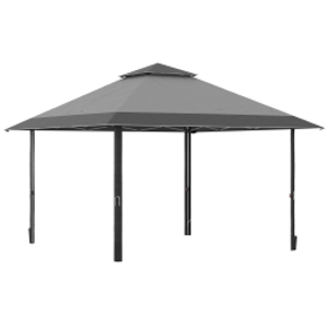 Outsunny 4 x 4m Pop-up Gazebo with Double Roof, UV Proof Canopy Tent, Roller Bag, and Adjustable Legs for Outdoor Party, Steel Frame - Grey