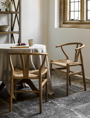 Chilthorne Wishbone Dining Chair - Ash Wood, Natural, Set of 2
