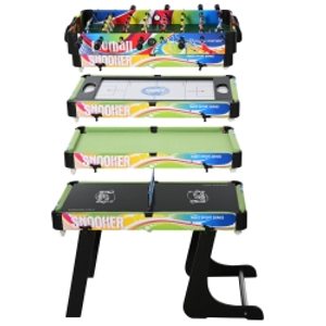 HOMCOM Mini Mesa Multijuegos Plegable 4 en 1 con Futbolín, Hockey, Billar y Ping-pong de Sobremesa 86,5x43,5x64 cm