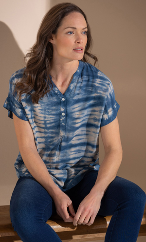 Tie Dye Short Sleeve Top - Blue