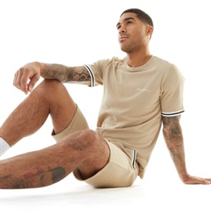 JACK & JONES Mens Jaxon T-Shirt And Shorts Set Crockery