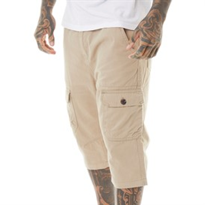 Brave Soul Mens Mes Ardwick 3/4 Cargo Shorts Stone