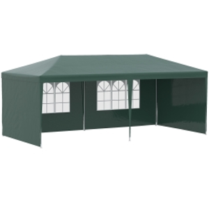 Outsunny 6x3 m Party Tent Gazebo Marquee Outdoor Patio Canopy Shelter with Windows and Side Panels, Green