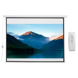 HOMCOM Pantalla del Proyector Eléctrica Portátil Universal 84 Pulgadas Pantalla para Proyección Motorizada 4:3 con Control Remoto Cine en Casa Presentaciones Colgada de Pared