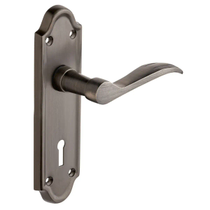 Kennington Lever Key Lock Door Handle - Antique Pewter - Pair - Designer Levers