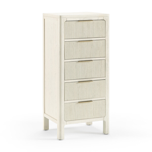 Wren White Painted Solid Oak 5 Drawer Tallboy