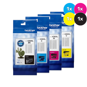 Brother LC-436XL Ink Cartridge Bundle - Includes [1 x Cyan, Magenta, Yellow, Black]