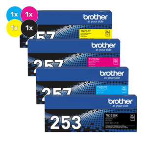 Brother TN-253 & TN-257 Bundle Pack - Includes [1x TN-253 Black & 1x TN-257 Cyan, Magenta & Yellow]