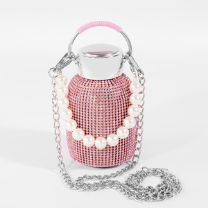 SWIG Pink Glitz Water Bottle With Chain 270mL
