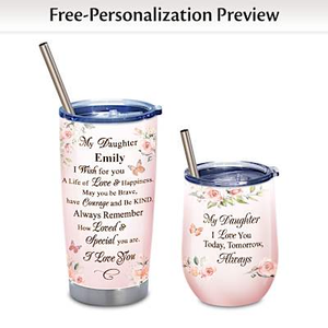 Daughter, I Love You Personalized Drinkware Set