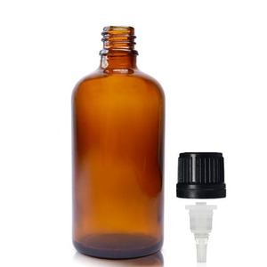 100ml Amber Glass Dropper Bottle & Dropper Cap - Black