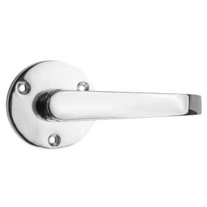 Victorian Design Front Fix Straight Lever On Rose Door Handle - Polished Chrome - Pair - Designer Levers