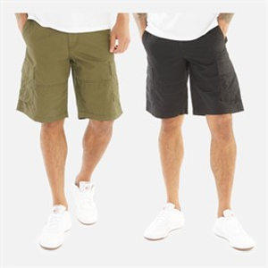 JACK & JONES Mens Zeus Two Pack Cargo Shorts Black/Olive Night