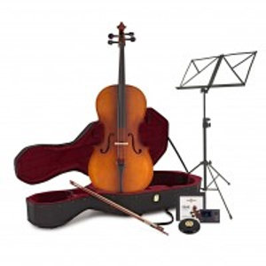 Violoncelo de Tamanho 4/4 com Estojo, Aspeto Envelhecido + Pacote de Iniciante
