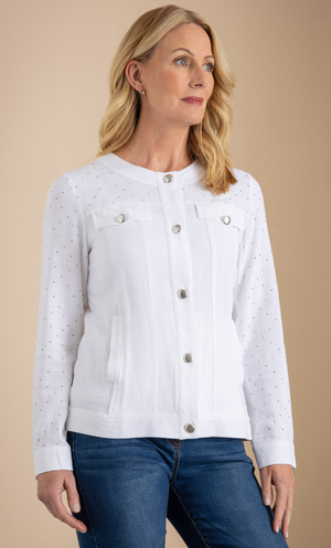 Anna Rose Embellished Lightweight Jacket - White