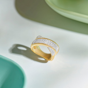 Wide Criss Cross Diamond Band
