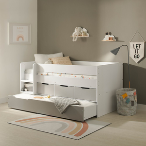 Flair Lars Low Cabin Bed with Trundle White & Grey