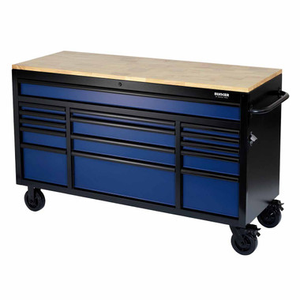 BUNKER® 27336 Workbench Roller Tool Cabinet, 15 Drawer, 61", Blue