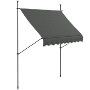 Outsunny 2.5 x 1.2m Retractable Awning, Free Standing Patio Sun Shade Shelter, UV Resistant, for Window and Door, Dark Grey