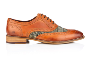 TAN GREY TWEED OXFORD BROGUES