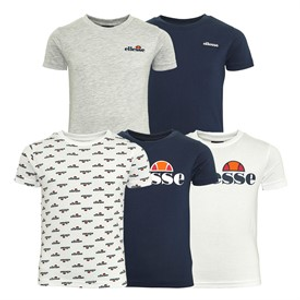 Ellesse Boys Five Pack T-Shirts Grey/White/Navy