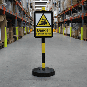 Signpost Kit - Sign/Chain Support Post Yellow & Black with fillable base +