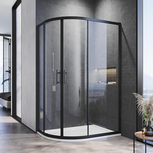 ELEGANT 1200 x 800mm Black Offset Quadrant Shower Enclosure 5mm Tempered Glass