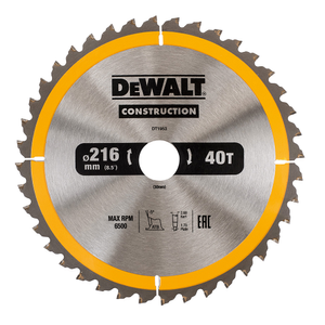 Sågklinga för trä DeWalt; 216x2,6x30,0 mm; Z40; -5°