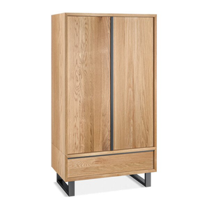 Maine Natural Solid Oak & Metal Double Wardrobe