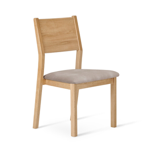 Ellison Oak Chair with Dappled Beige Fabric Seat