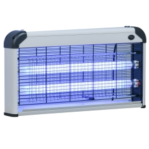 Outsunny Lámpara Antimosquitos Eléctrico 30W Mata Mosquitos Eléctrico con Luz UV Efecto 60 m² 48,5x8,5x26,5 cm Plata