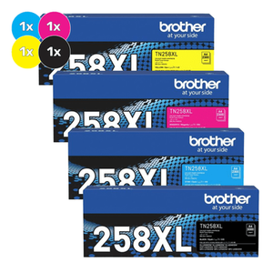 Brother TN-258XL Toner Cartridge Bundle Pack - Includes [1x Black, Cyan, Magenta, Yellow]