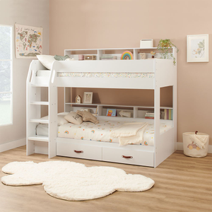 Flair Aviary Bunk Bed with Storage Drawers & Shelves White